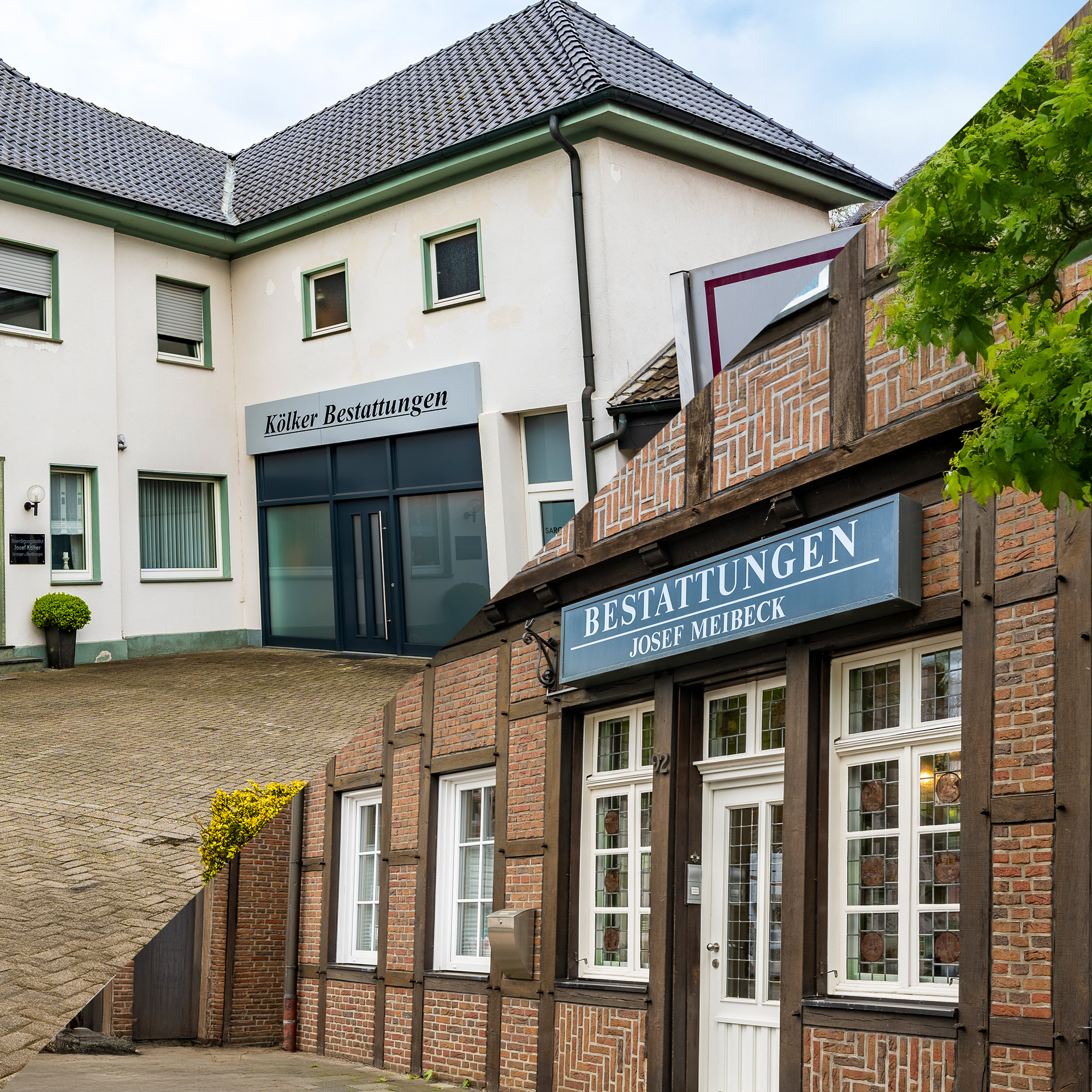 Außenansicht des Gebäudes der Bestattungshilfe in Rheine -	Meibeck – Greven – Münsterstraße  