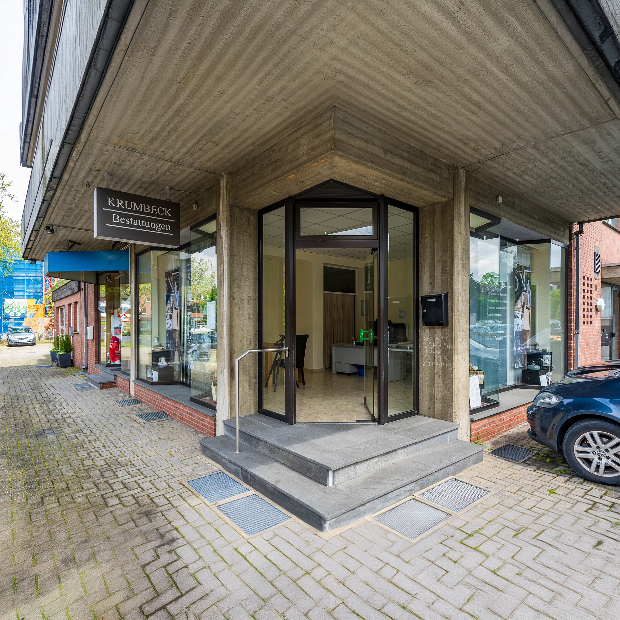Außenansicht des Gebäudes der Bestattungshilfe Krumbeck – Handorf 